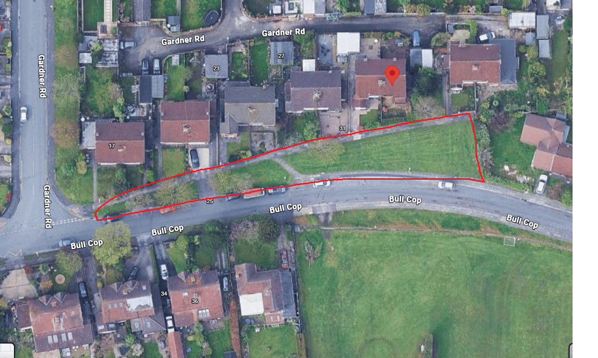 Land registry site plan of strip of land