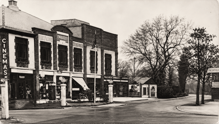 An old picture of some buildings